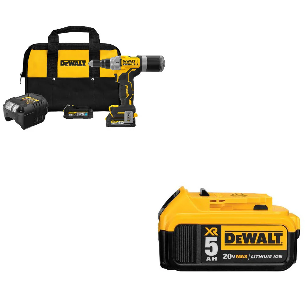 DeWalt DCF414GE2 20V MAX XR Rivet Tool Kit W/ FREE DCB205 20V MAX Battery Pack - Moutools