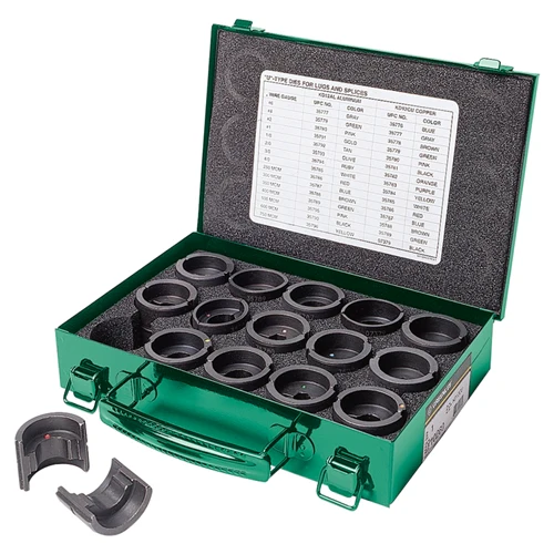 Greenlee KD12CU 12-Ton Crimping Die Kit for #6 - 750 Copper Connectors - Moutools