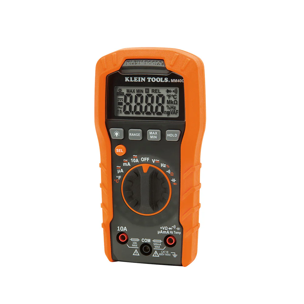 Klein Tools MM400 Digital Multimeter, Auto-Ranging, 600V - Moutools