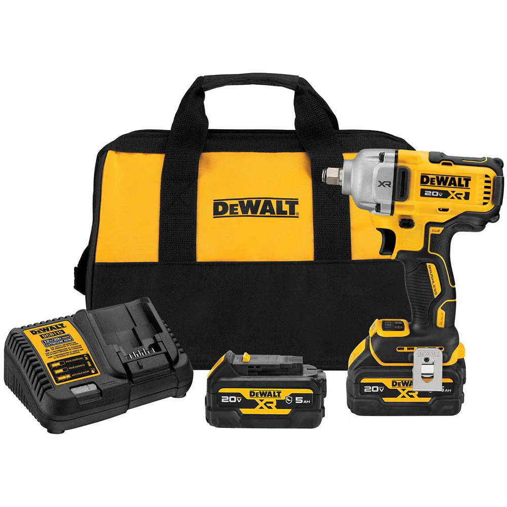 DeWalt DCF891GP2 20V MAX* XR 1/2 in. Mid-Range Impact Wrench with Hog Ring Anvil and Oil-Resistant Batteries Kit - Moutools