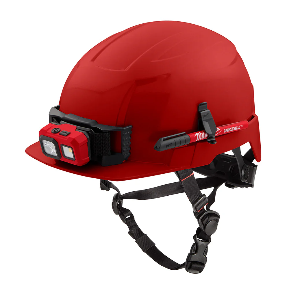 Milwaukee 48-73-1329 BOLT Red Front Brim Safety Helmet (USA) - Type 2, Class E, Non-Vented - Moutools