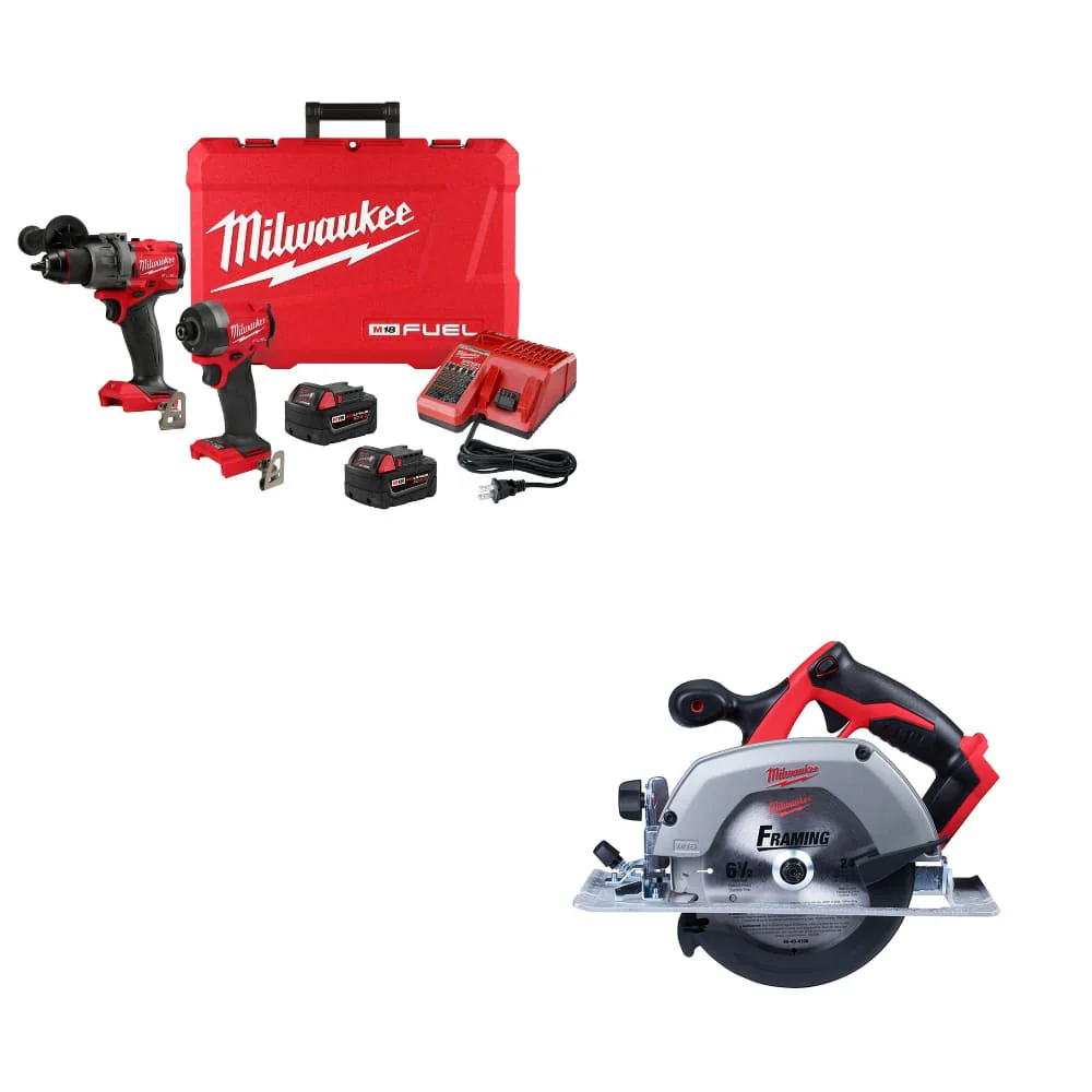 Milwaukee 3697-22 M18 FUEL 2-Tool Combo Kit W/ FREE 2630-20 M18 Circ Saw, Bare - Moutools