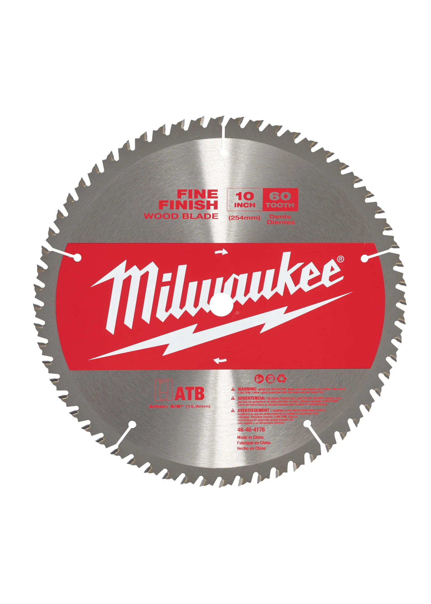 Milwaukee 48-40-4176 10 in. 60 Tooth Fine Finish Blade - Moutools