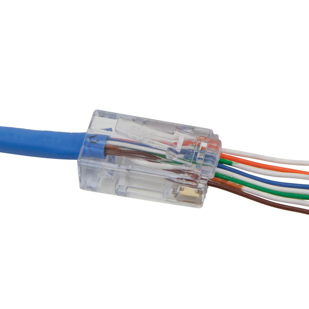 Klein VDV826-728 Pass-Thru Modular Data Plug, CAT5E, 10 Pk - Moutools