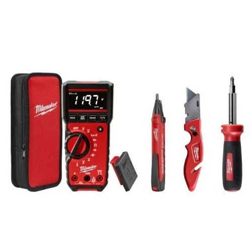 Milwaukee 2220-20 Electrical Combo Kit - Multimeter, Voltage Detector, Utility Knife, 11 in 1 Screwdriver - Moutools