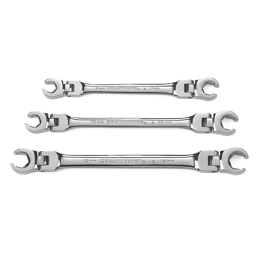 GearWrench 81915 3 Pc. Flex Head Flare Nut Metric Wrench Set - Moutools