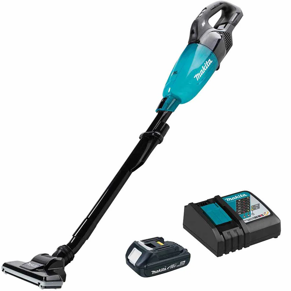Makita XLC09R1B 18V LXT Lithium-ion Compact Brushless Cordless 4-Speed Vacuum Kit, w/ Push Button (2.0Ah) - Moutools