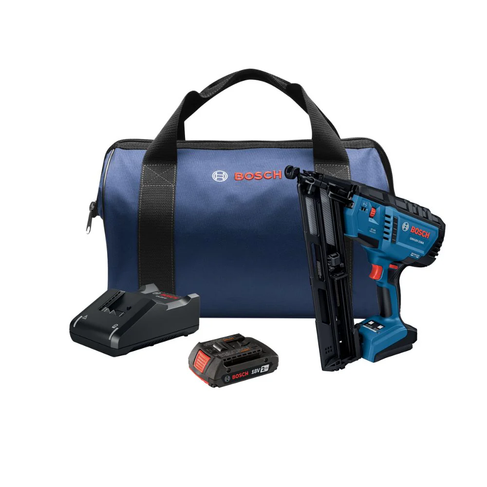 Bosch GNH18V-15MAB12 18V Brushless 15-Gauge Angled Finish Nailer Kit with (1) 2 Ah Standard Power Battery - Moutools
