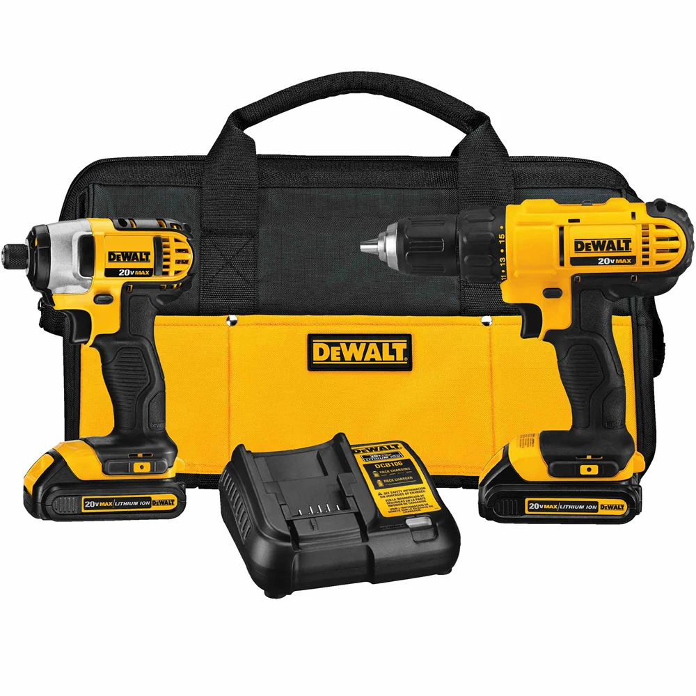 DeWalt DCK240C2 20V MAX Lithium Ion Drill Driver / Impact Driver Combo Kit (1.3 Ah) - Moutools