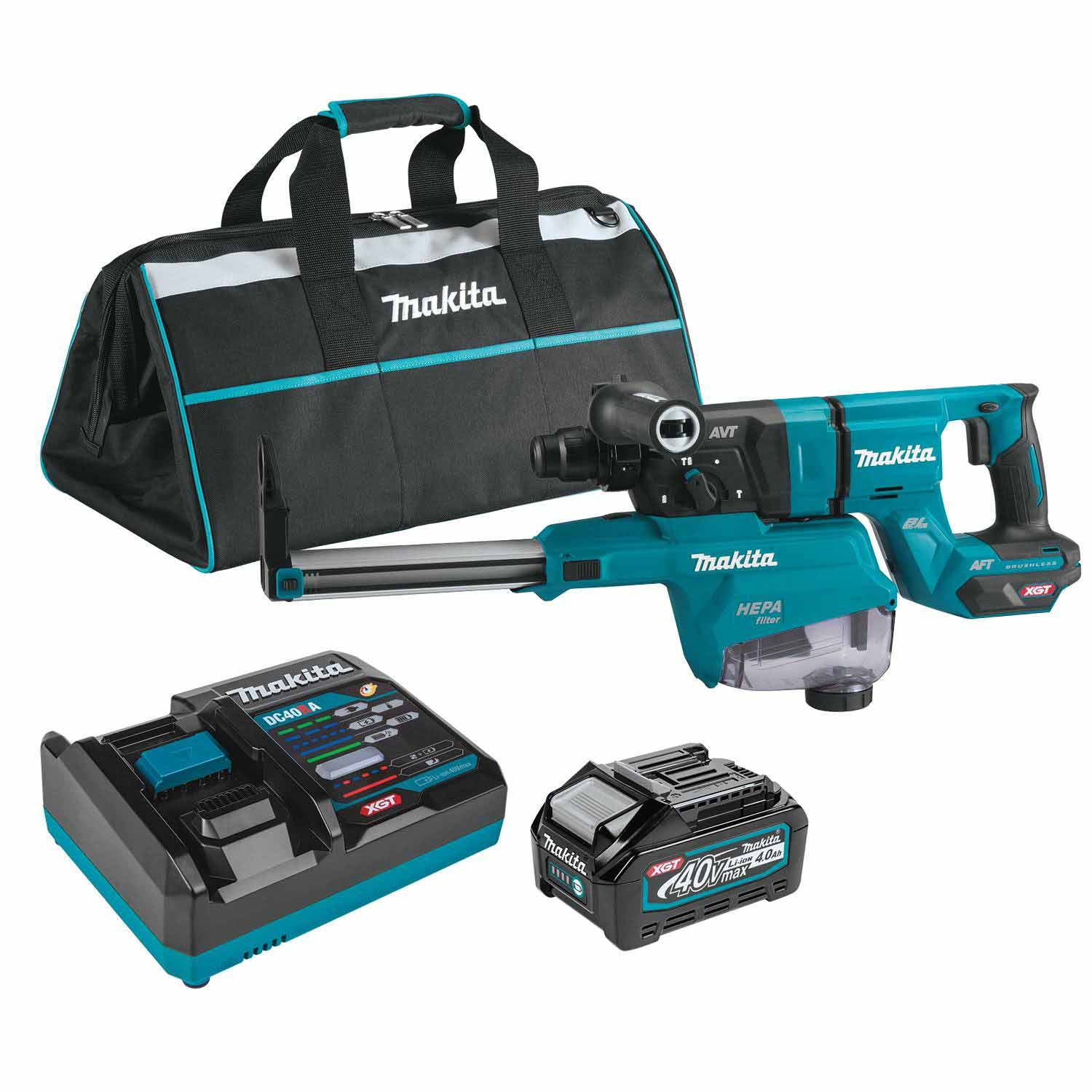 Makita GRH07M1W 40V max XGT Rotary Hammer (D-Handle) Kit w/ Dust Extractor - Moutools