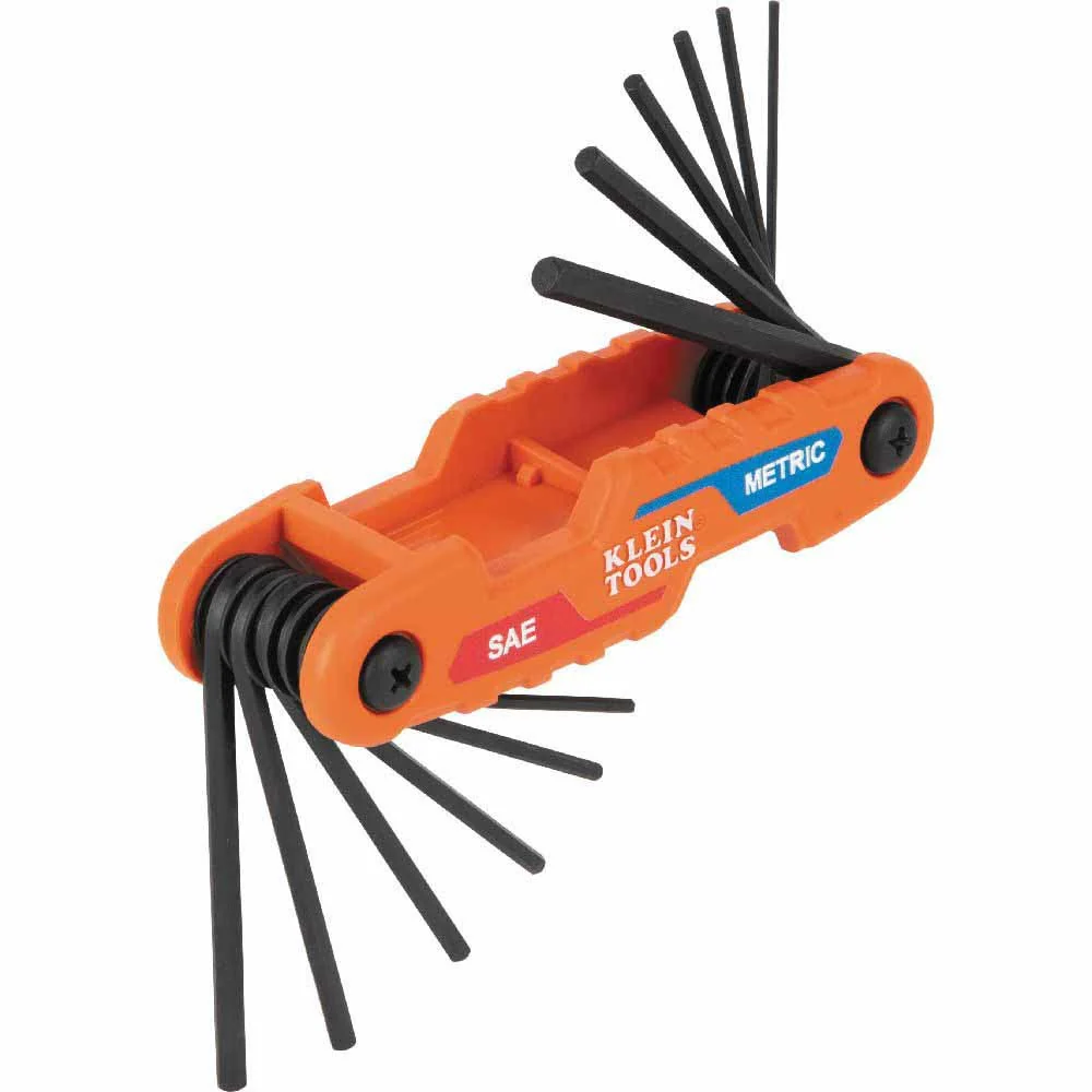 Klein 70590 Compact Folding Hex Key Set, 12-Key, SAE, Metric Sizes - Moutools