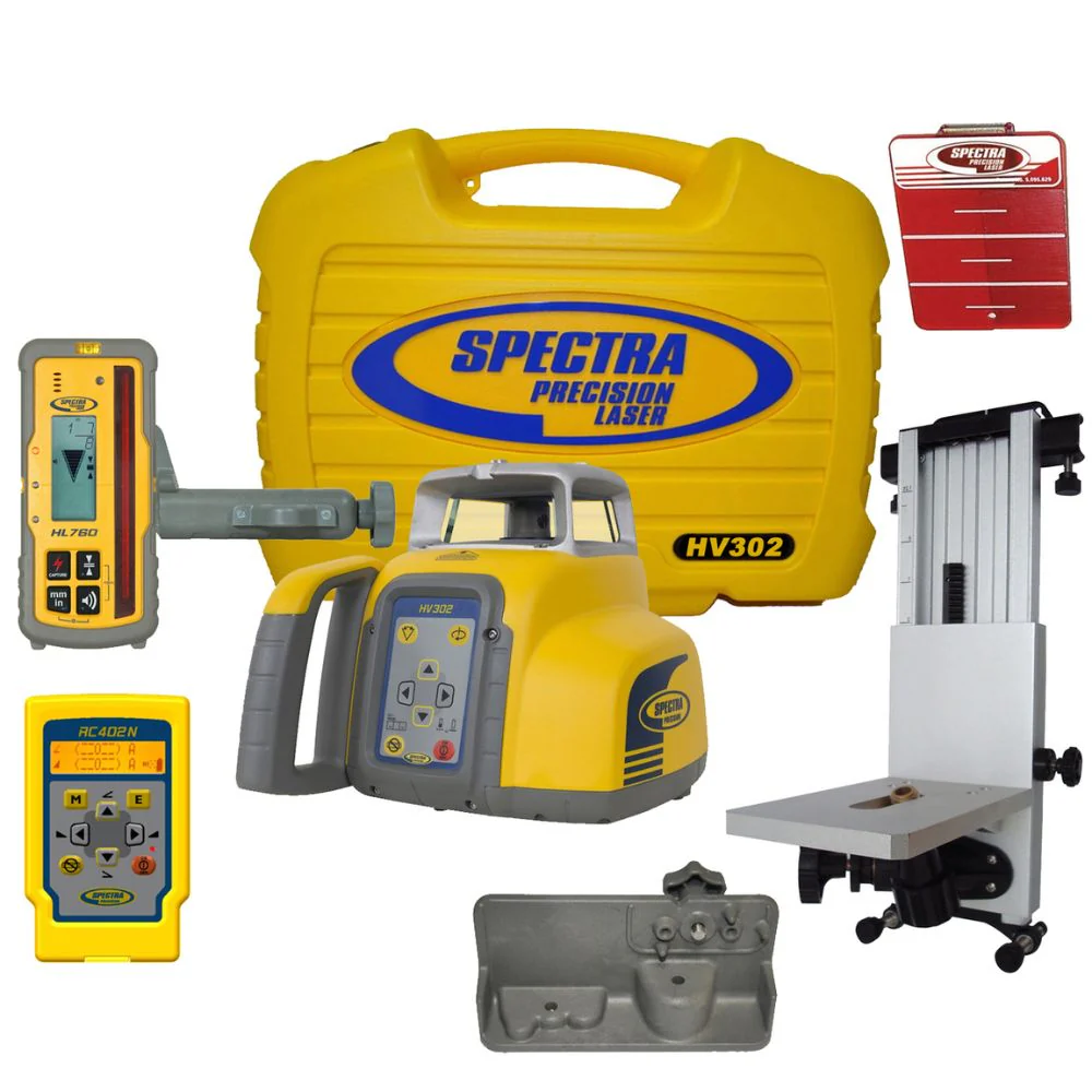 Spectra HV302-7 HV302 Horizontal / Vertical Laser GC Package Rechargeable with HL760 Receiver and RC402N Remote - Moutools