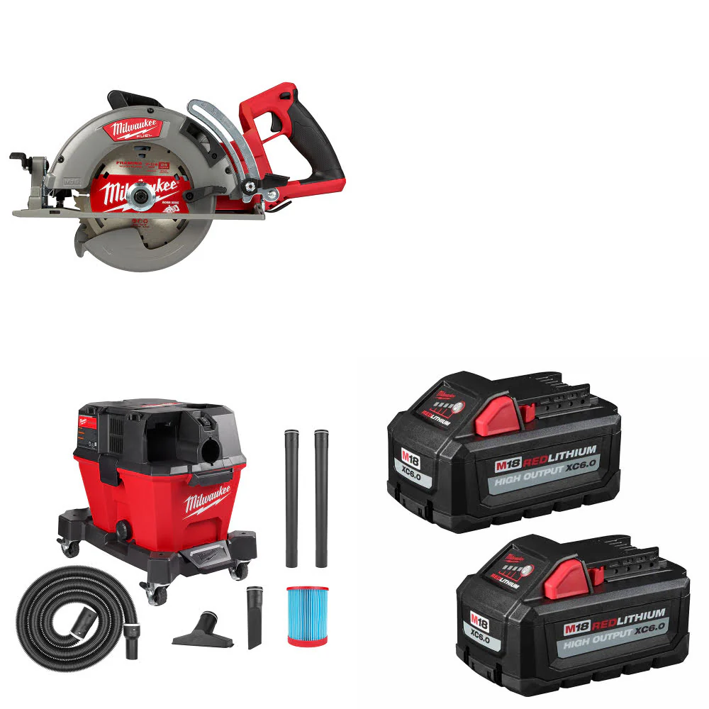 Milwaukee 2830-20 M18 FUEL Circ Saw W/ 0910-20 M18 Vacuum & FREE Battery-2Pk - Moutools