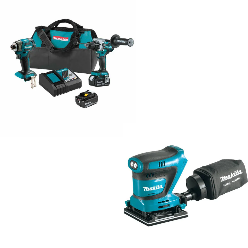 Makita XT297T 18V LXT Li-Ion 2 Pc. Combo Kit W/ FREE XOB02Z 18V LXT Sander, Bare - Moutools