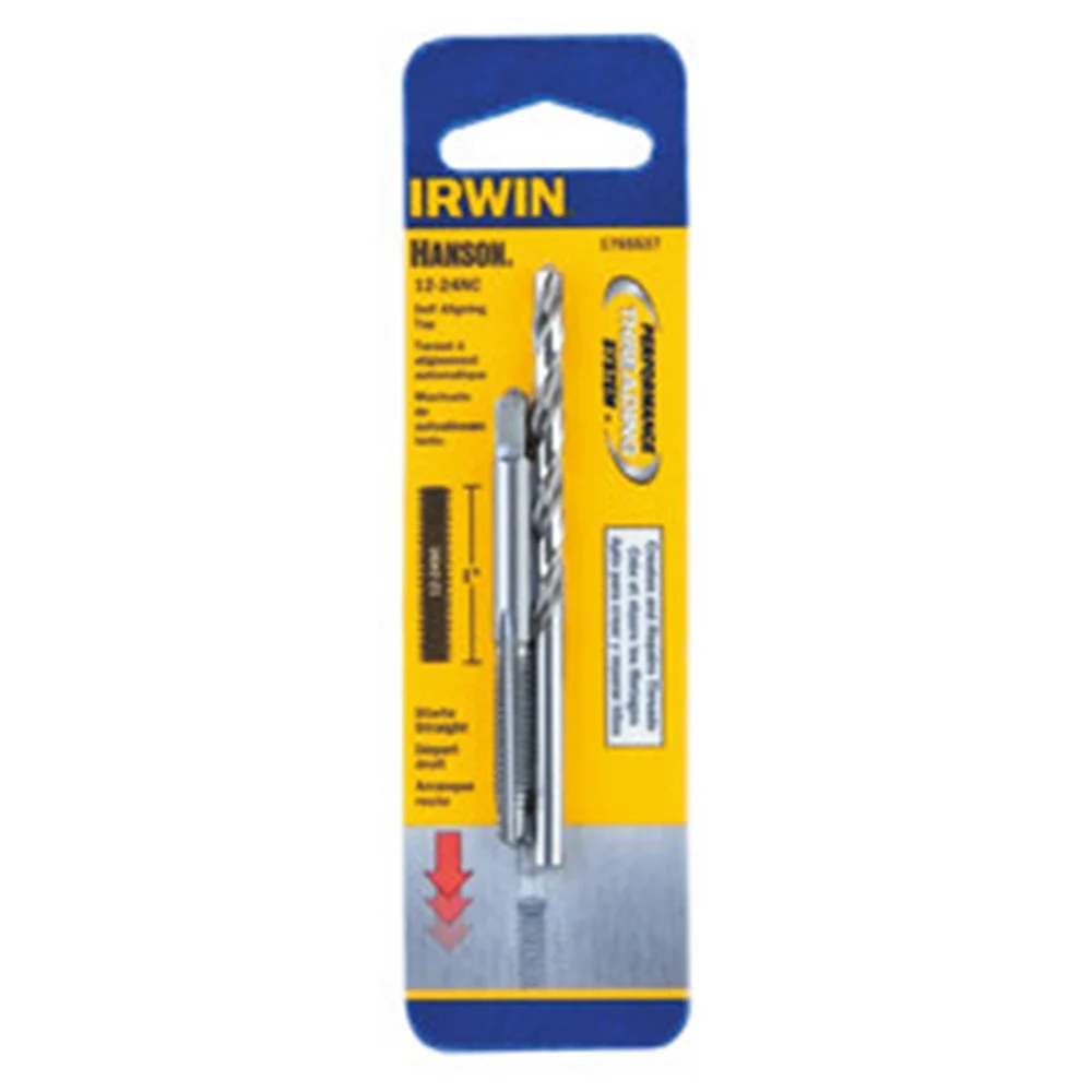 Irwin 1765537 Hanson Self Aligning 12 - 24 NC Tap and #16 Drill Bit Set - Moutools
