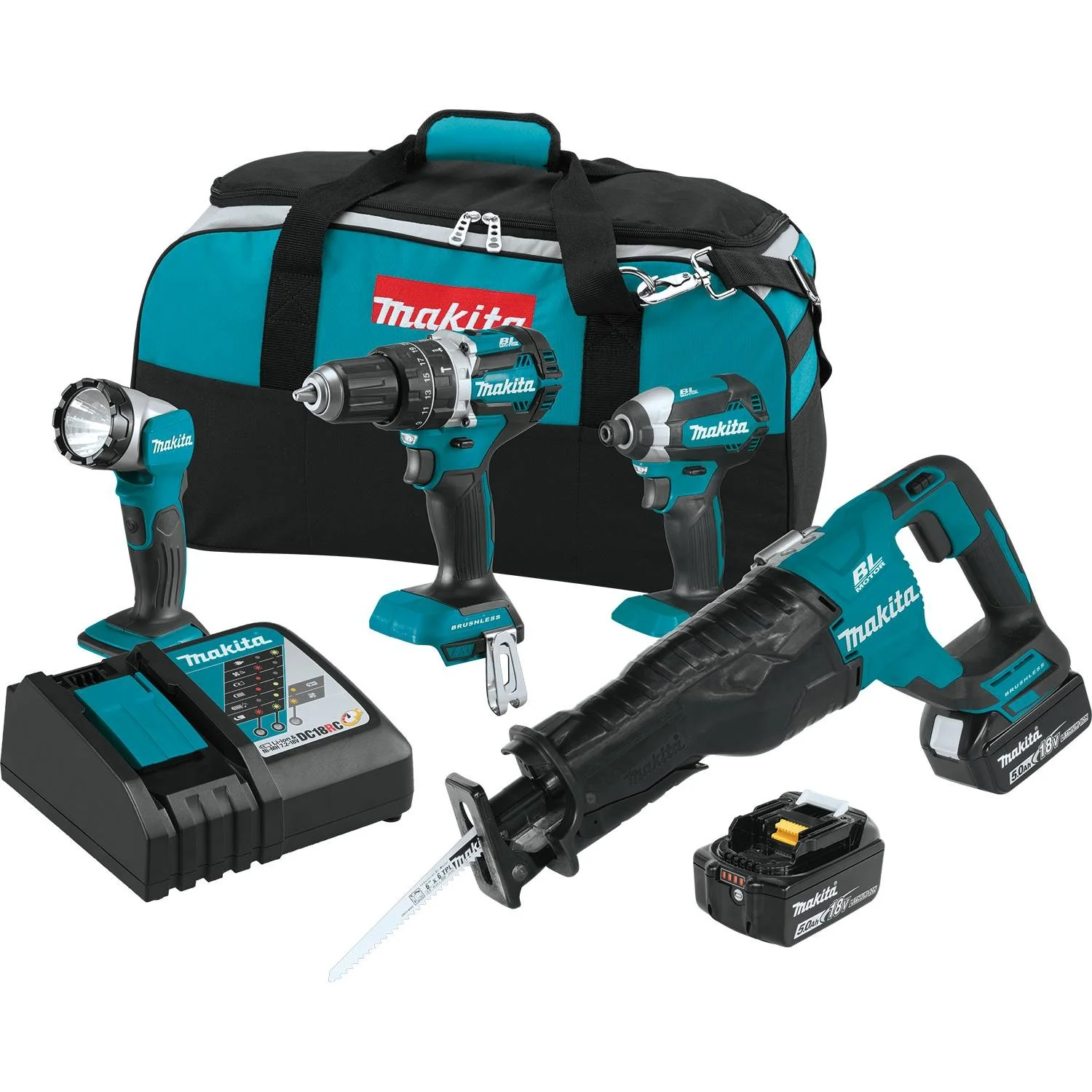 Makita XT447T 18V LXT Li-Ion Brushless Cordless 4 Piece Combo Kit - Moutools