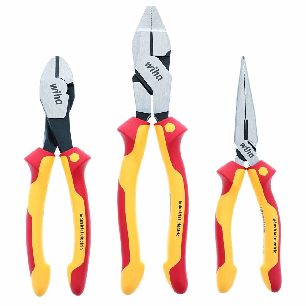 Wiha 32968 3 Piece Insulated Industrial Grip Pliers and Cutters Set - Moutools