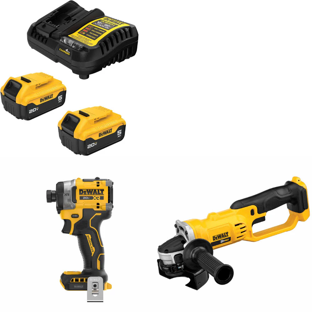 DeWalt DCB205-2C 20V Starter Kit W/ DCF860B 20V Impact Driver & Cut-Off Tool - Moutools