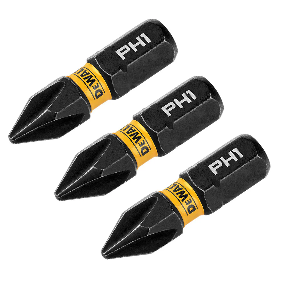 DeWalt DWAF1PH1IR3 PH1 FLEXTORQ 1/4 x 1in Impact Driver Bits, 3-Pack - Moutools