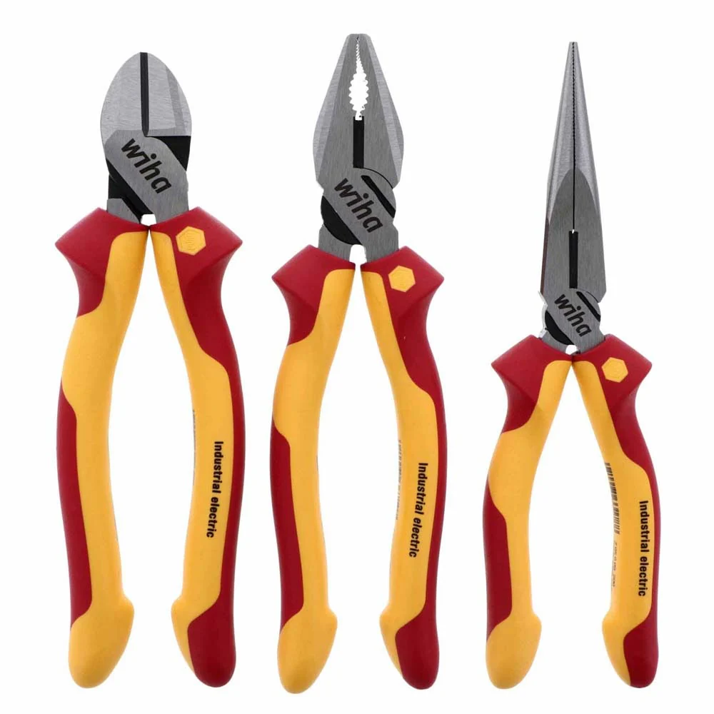 Wiha 32981 3 Piece Insulated Industrial Pliers-Cutters Set - Moutools