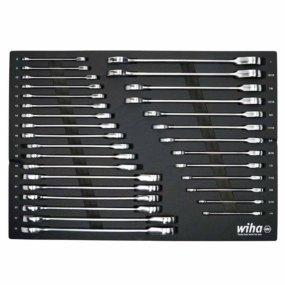 Wiha 30392 31 Piece Ratcheting Wrench Tray Set - SAE and Metric - Moutools