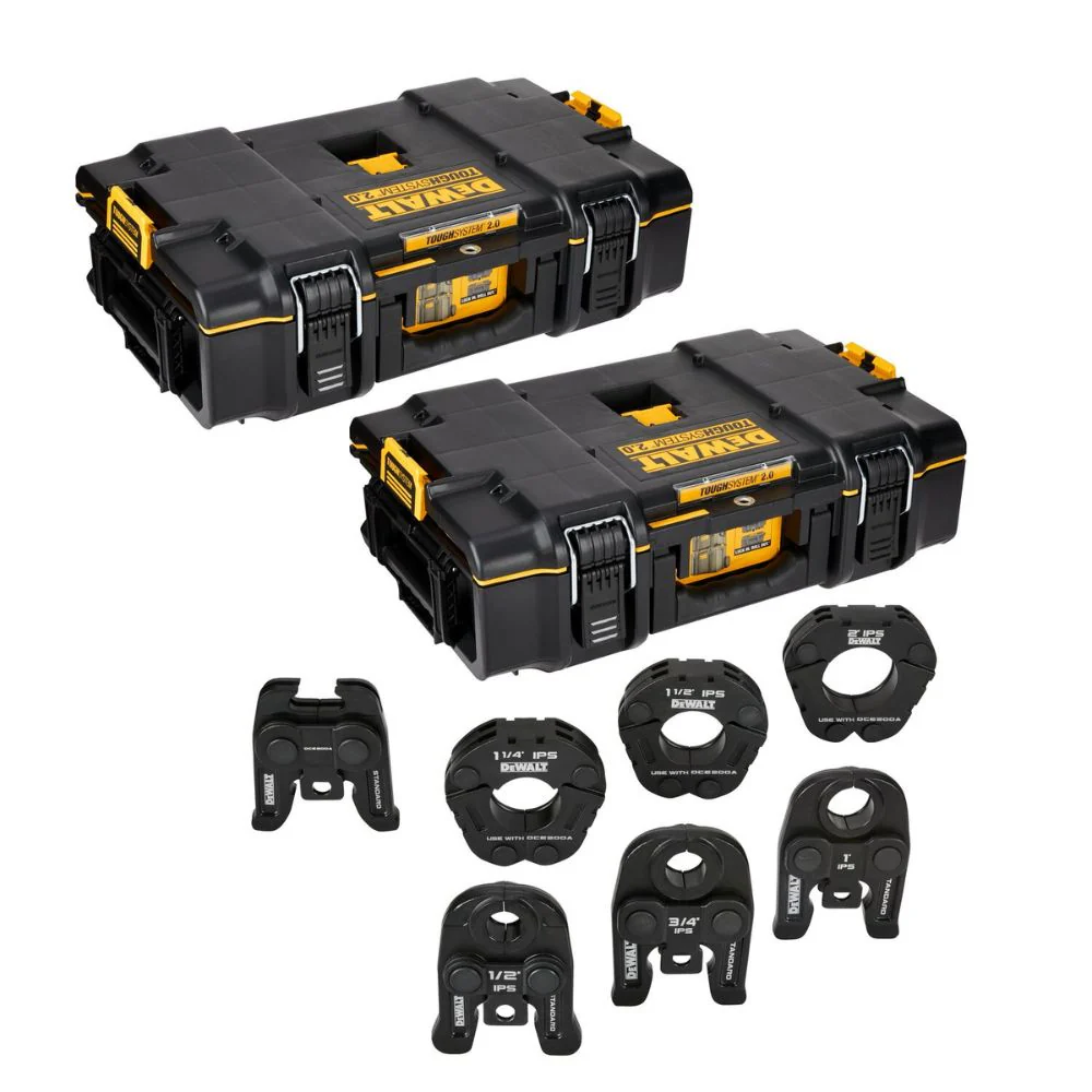 DEWALT DCE203K 1/2 in. to 2 in. Standard IPS Press Jaws and Rings Kit - Moutools
