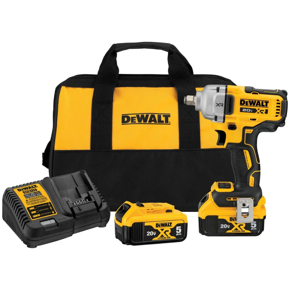 DEWALT DCF891P2 20V MAX* XR® 1/2 in. Mid-Range Impact Wrench Kit with Hog Ring Anvil - Moutools