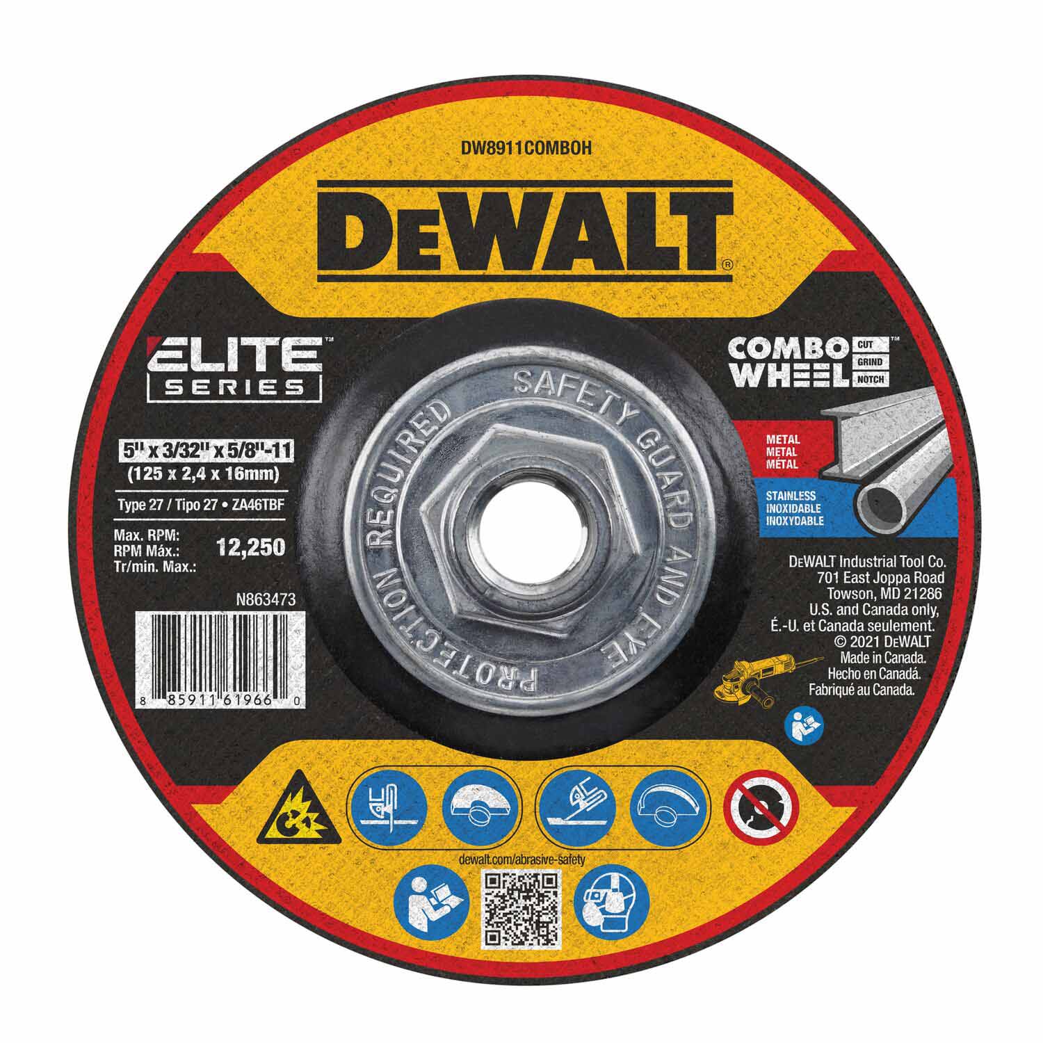 DeWalt DW8911COMBOH Elite Series 5 x 3/32 x 5/8-11 XP T27 Cut & Notch - Moutools