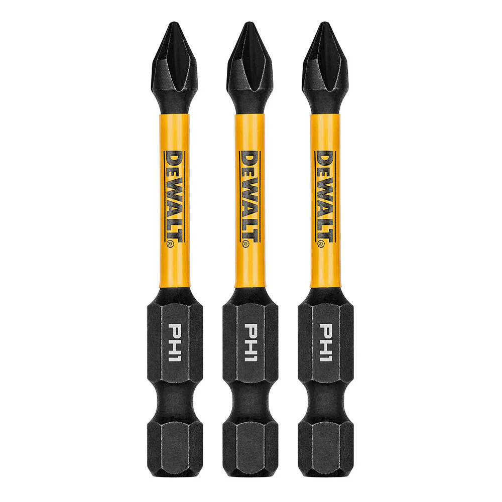 DeWalt DWAF2PH1IR3 PH1 FLEXTORQ 1/4 x 2.25in Impact Driver Bits, 3-Pack - Moutools