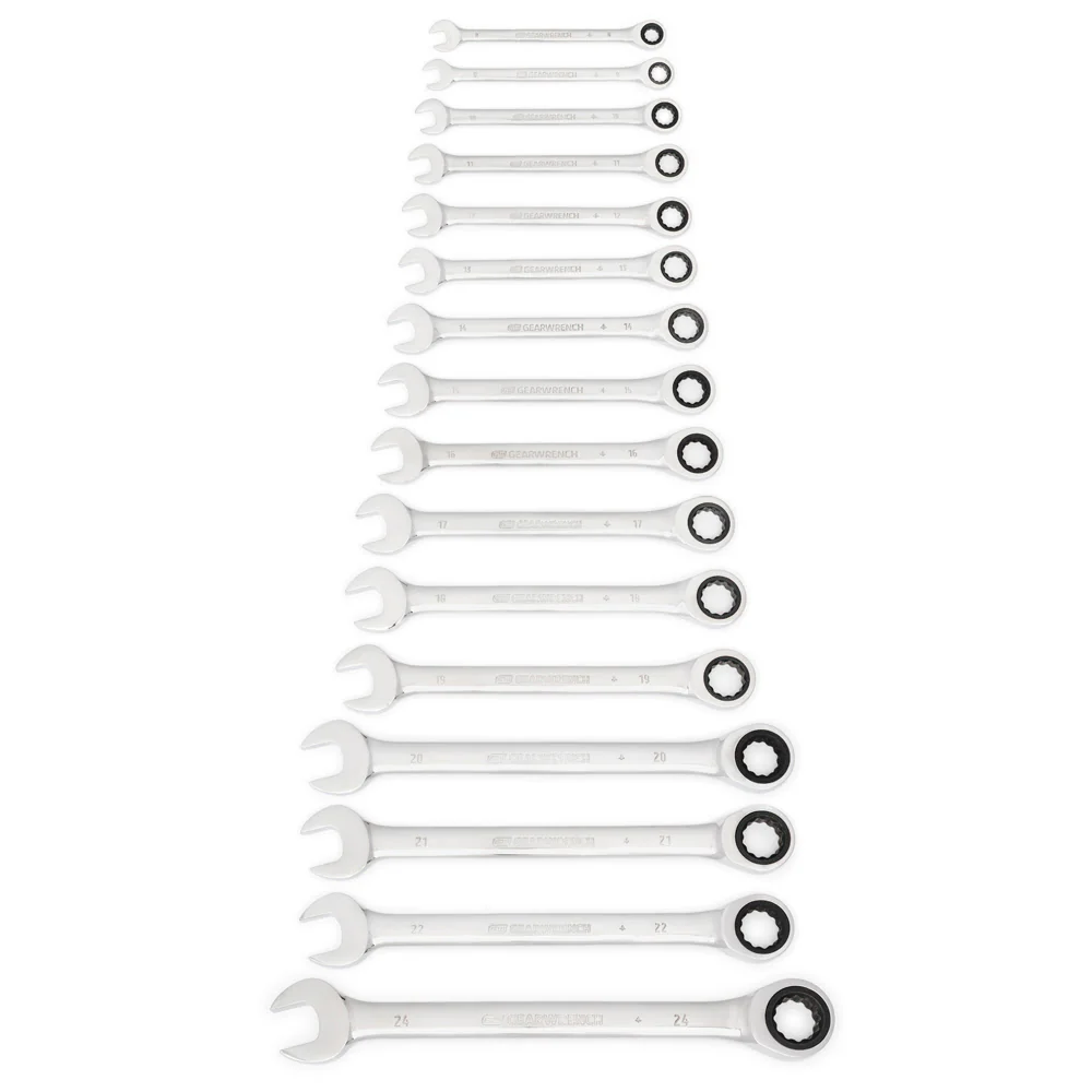 GearWrench 9416 16 Pc. 72-Tooth 12 Point Ratcheting Combination Metric Wrench Set - Moutools