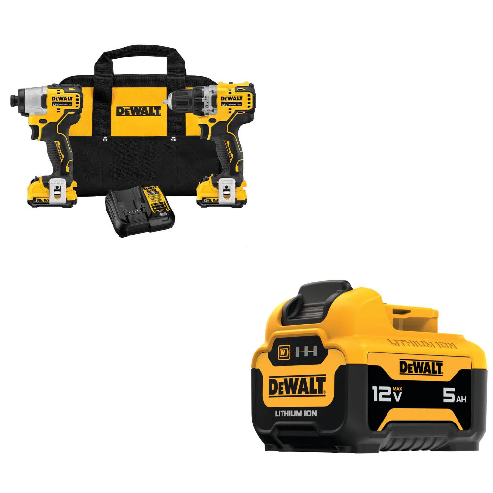 DeWalt DCK221F2 XTREME 12V MAX 2-Tool Combo Kit W/ FREE DCB126 12V MAX Battery - Moutools