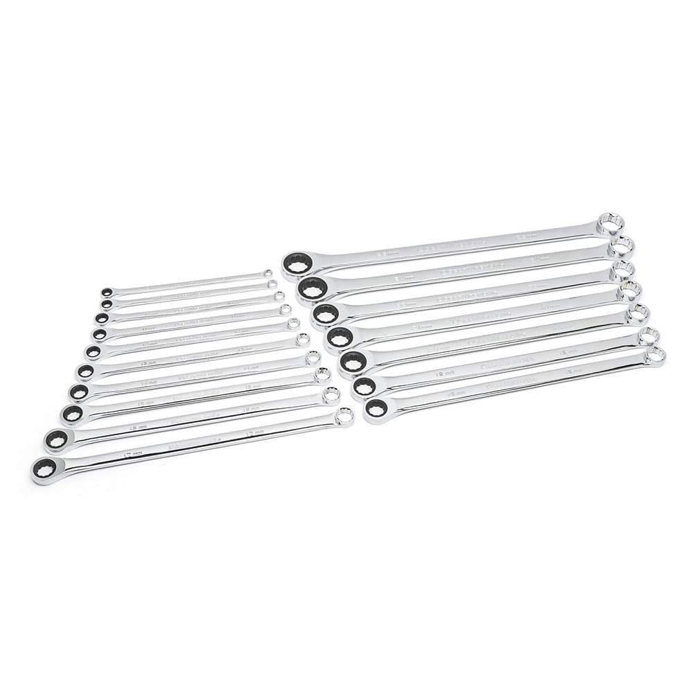 GearWrench 85989 17 Pc. 72-Tooth 12 Point XL GearBox Double Box Ratcheting Metric Wrench Set - Moutools