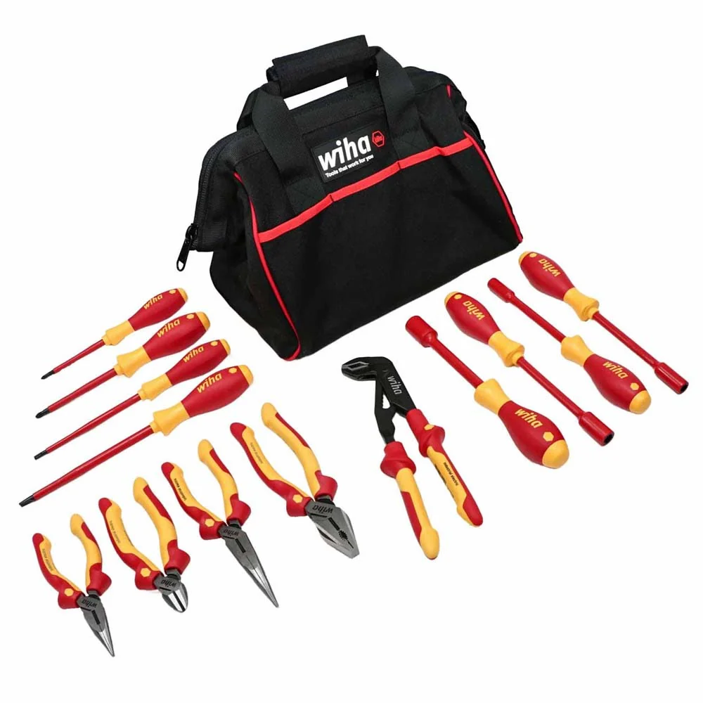 Wiha 32894 13 Piece Master Electrician's Insulated Tool Set in Canvas Tool Bag - Moutools
