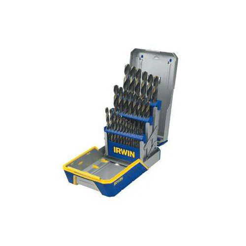 Irwin 3018005 29-Piece Black & Gold Metal Index Drill Bit Set - Moutools