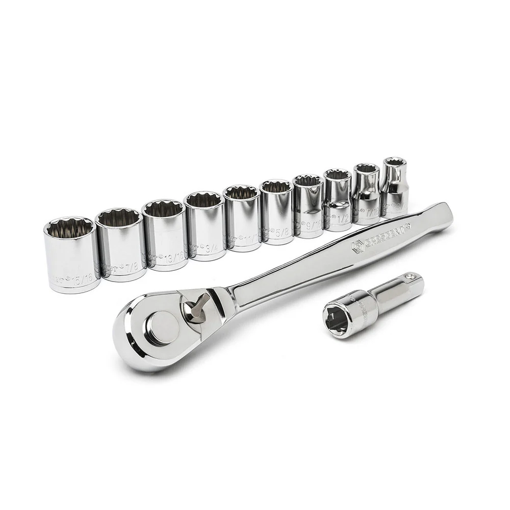 Crescent CSWS12N 12 Pc. 1/2 Drive 12 Point Standard SAE Socket Set - Moutools