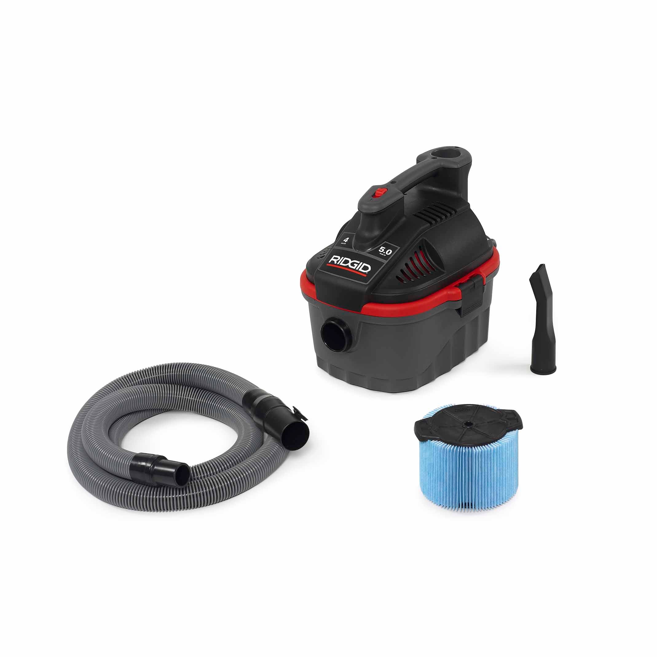 RIDGID 50313 4000RV 4 Gal Portable Red Wet/Dry Vacuum - Moutools