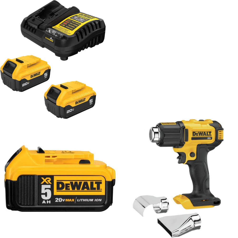 DeWalt DCB205-2C 20V Max Starter Kit W/ DCB205 20V Battery Pack & Heat Gun, Bare - Moutools