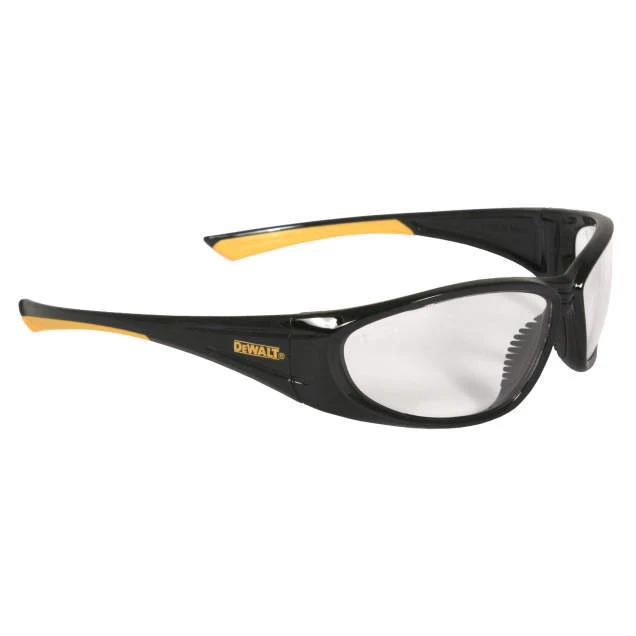 Dewalt DPG98-1D Gable Safety Glasses, Black/Yellow Frame, Clear Lens - Moutools