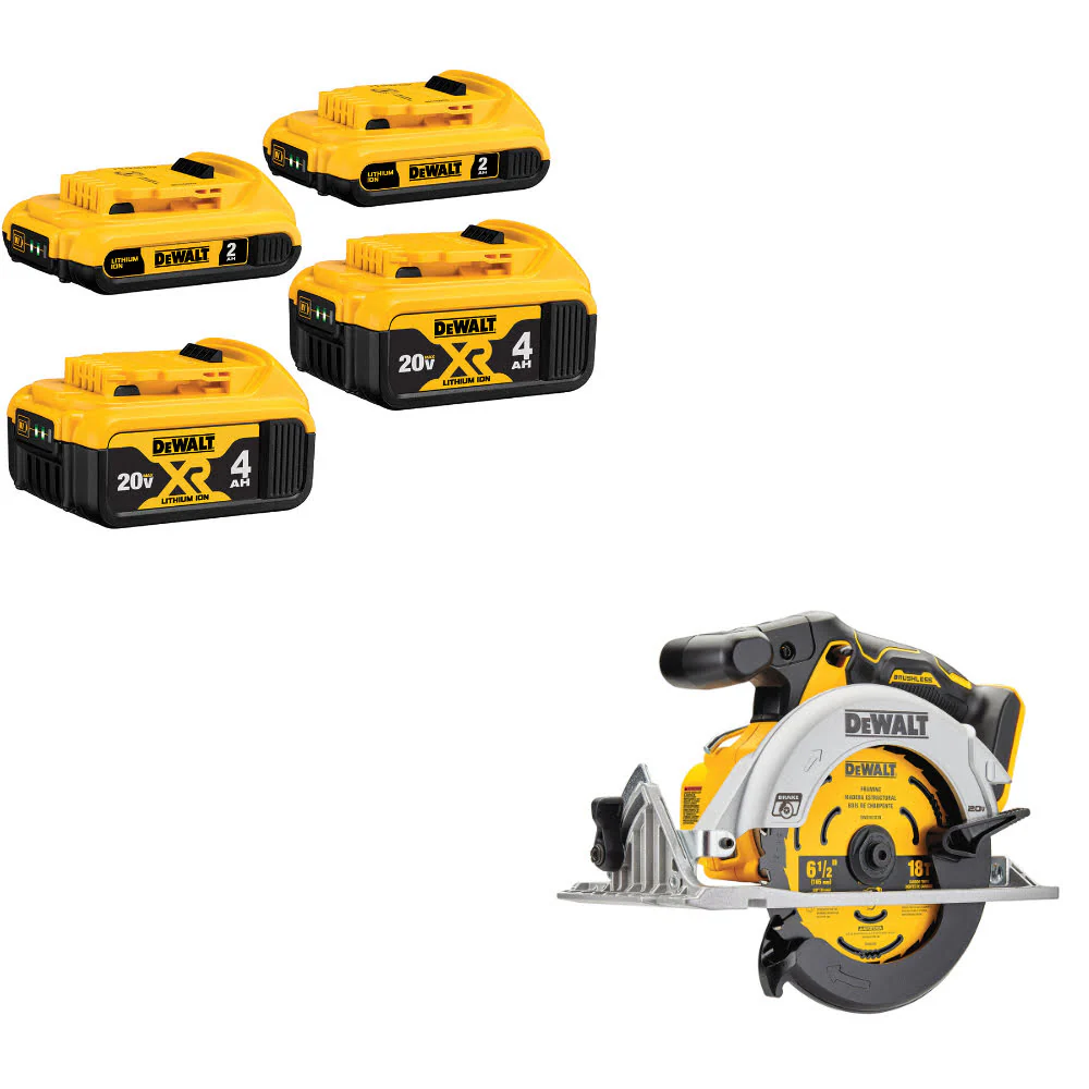 DeWalt DCB324-4 20V MAX Li-Ion Battery 4-Pack W/ FREE DCS565B 20V MAX Circ Saw - Moutools
