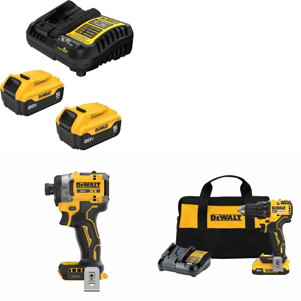 DeWalt DCB205-2C 20V MAX Starter Kit W/ DCF860B Impact Driver & Drill/Driver Kit - Moutools