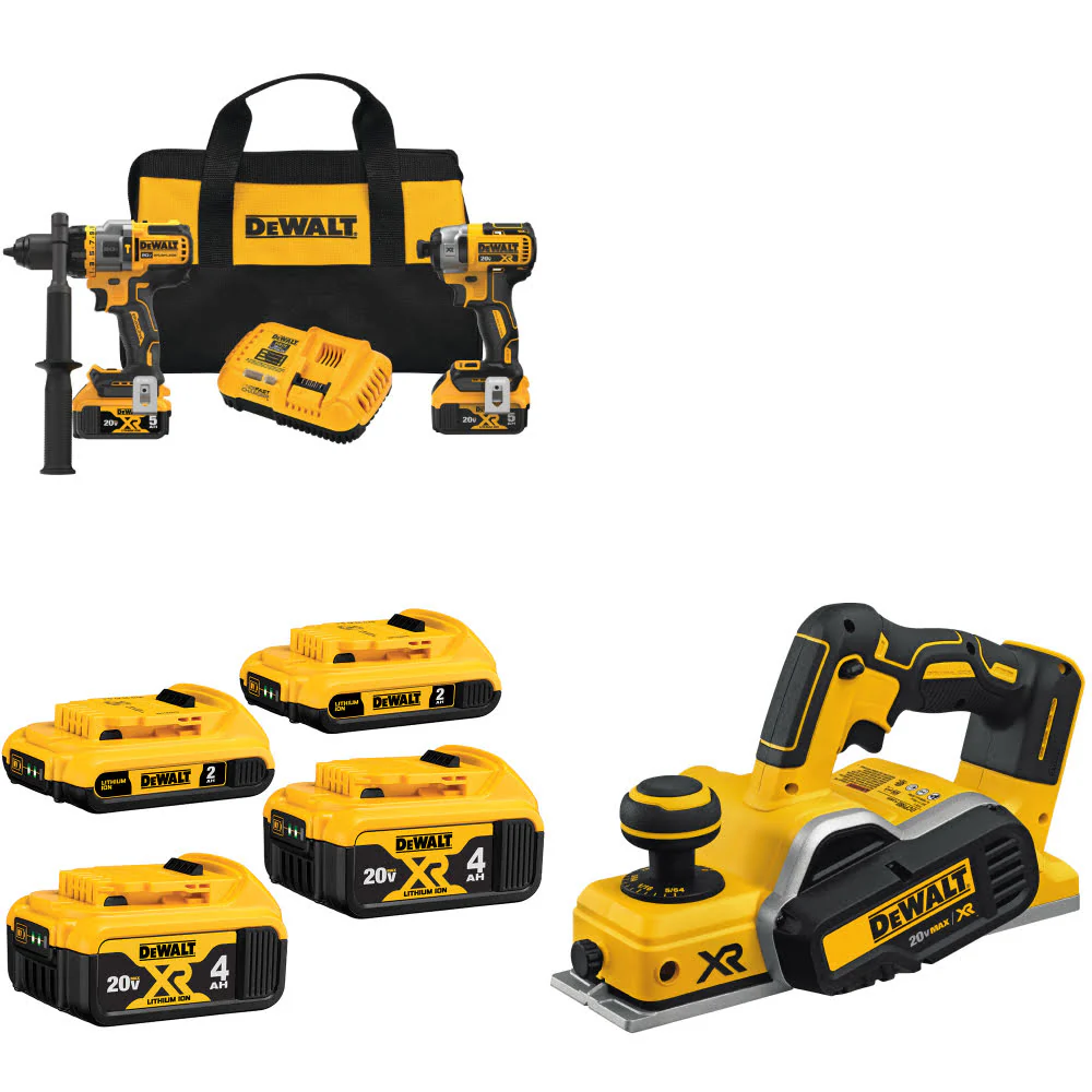 DeWalt DCK2100P2 20V 2-Tool Combo Kit W/ DCB324-4 20V Battery-4Pk & FREE Planer - Moutools