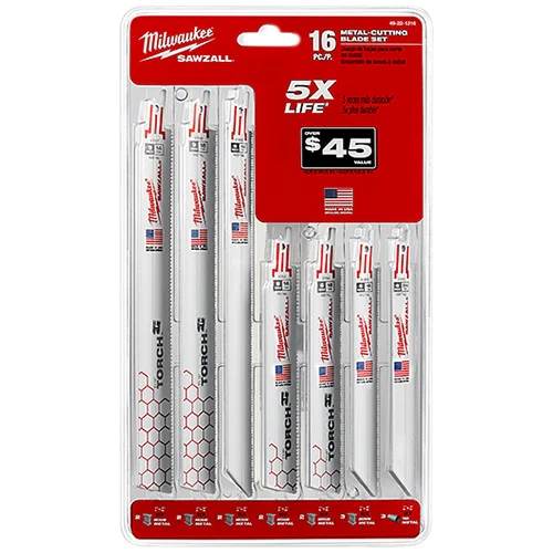 Milwaukee 49-22-1216 16-piece Metal Sawzall Reciprocating Saw Metal Cutting Blade Tools Set - Moutools