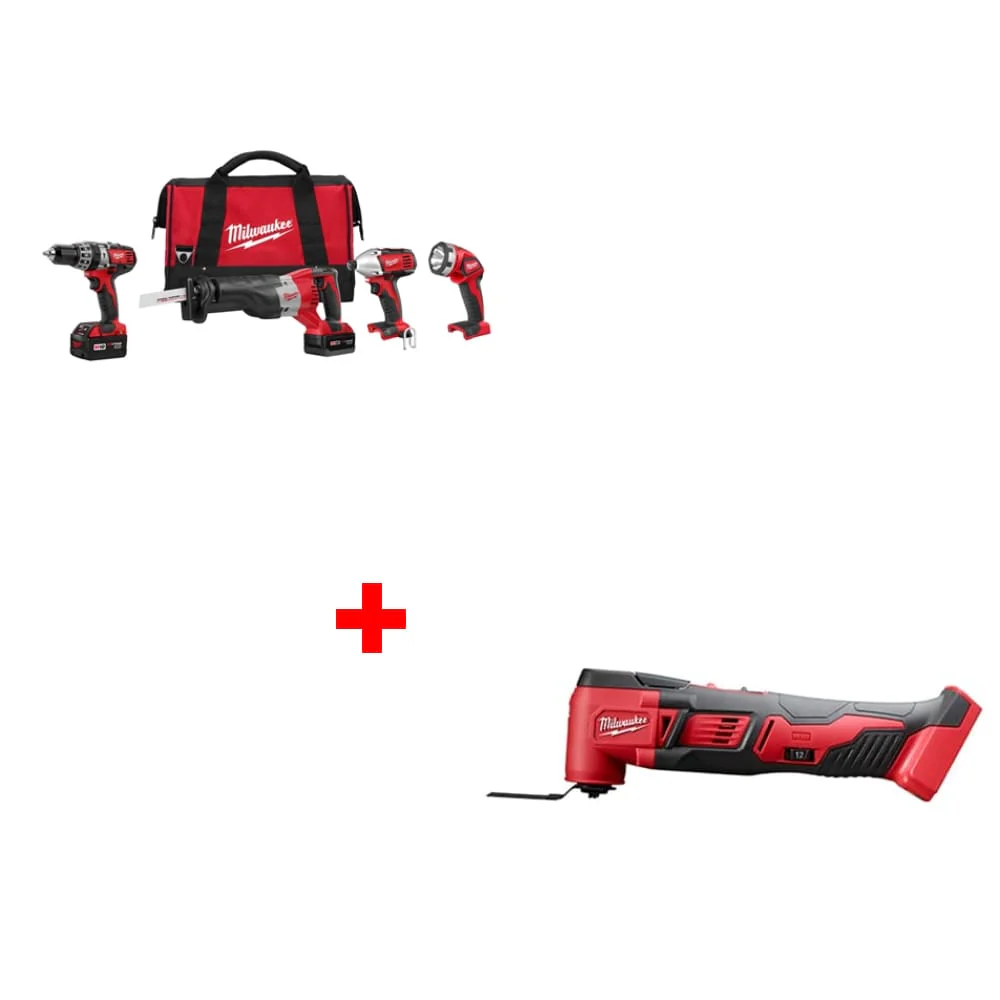 Milwaukee 2696-24 M18 4pc Combo Kit w/ FREE 2626-20 M18 Multi-Tool Bare 2pk - Moutools