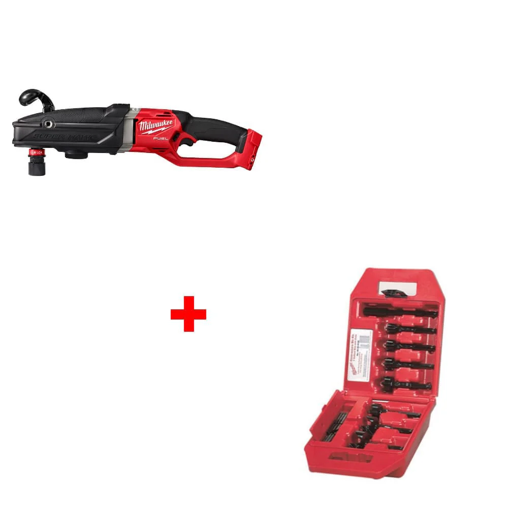 Milwaukee 2811-20 M18 FUEL Right Angle Drill w/ FREE 49-22-0130 7Pc Bit Kit - Moutools