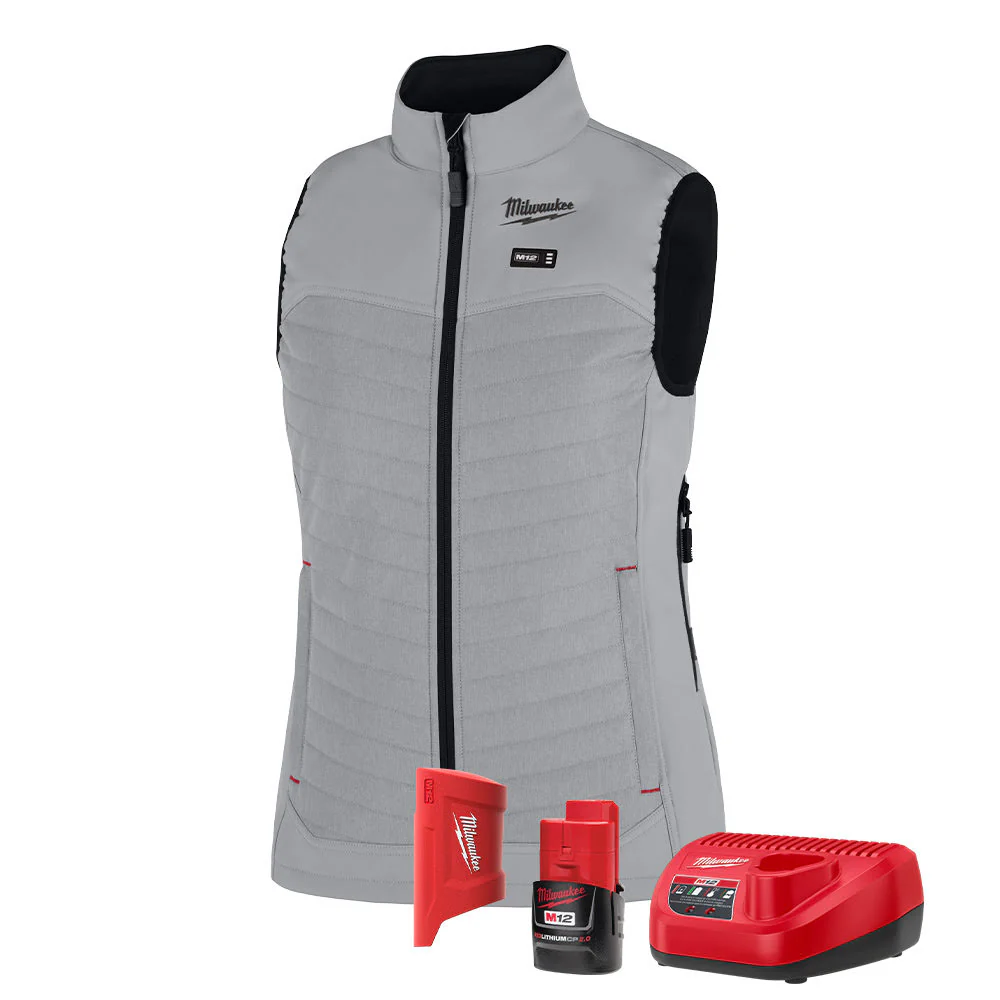 Milwaukee F300G-21 M12 Women's Gray Axis Vest with (1) 2.0 Ah Battery and Charger - Moutools