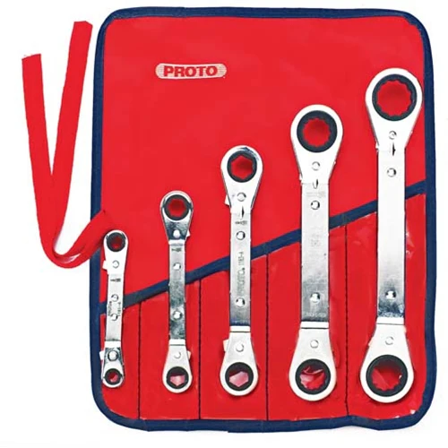 Proto J1180A 5-Pieces SAE Offset Reversible Ratcheting Box Wrench Set, 6 Point and 12 Point - Moutools