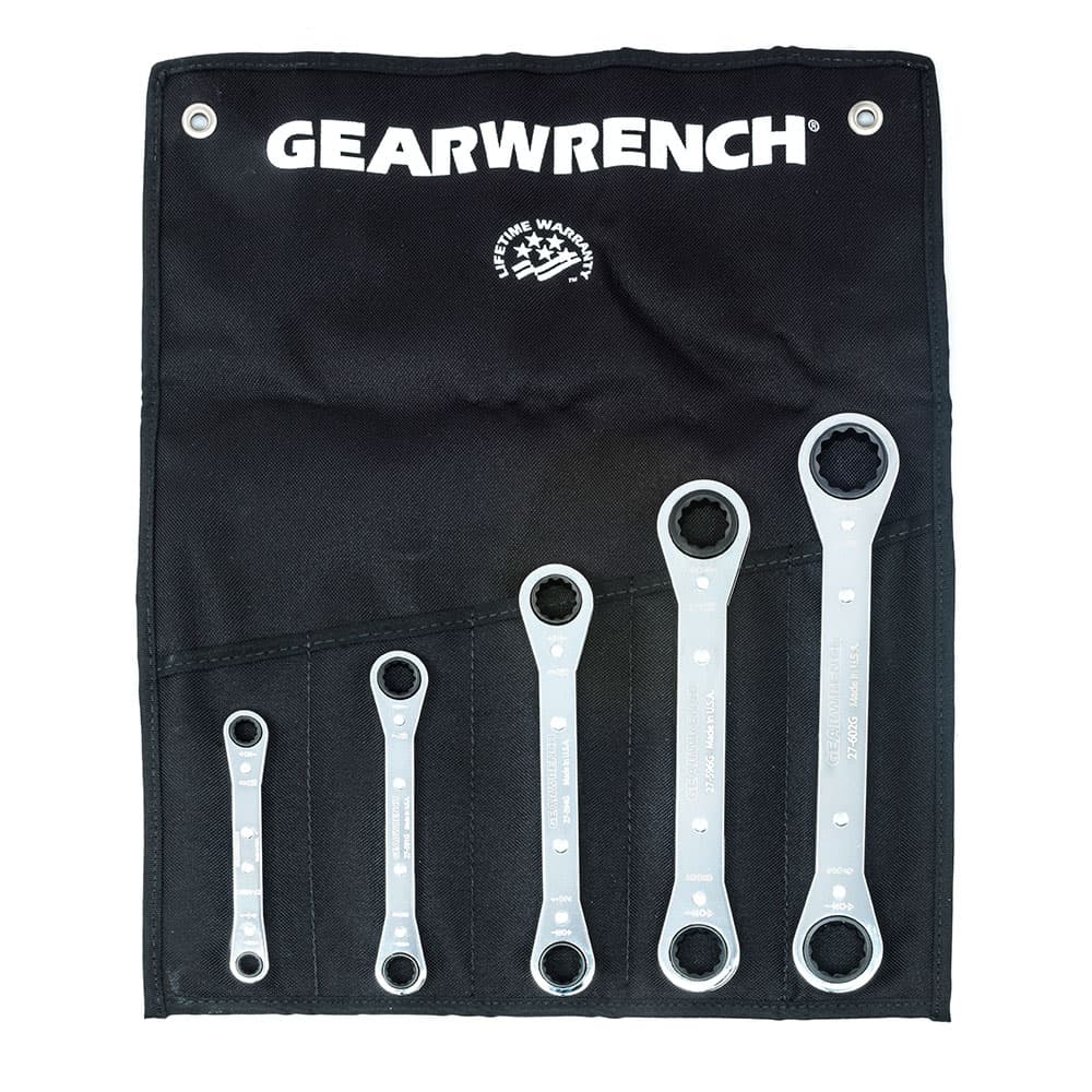 GearWrench 27-608G 5 Pc. 12 Point SAE Laminated Ratcheting Box Wrench Set - Moutools