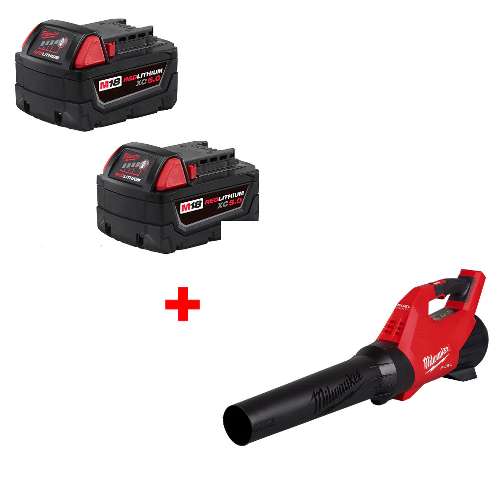 Milwaukee 48-11-1852 M18 XC5.0 Battery-2 Pack W/ FREE 3017-20 M18 FUEL Blower - Moutools