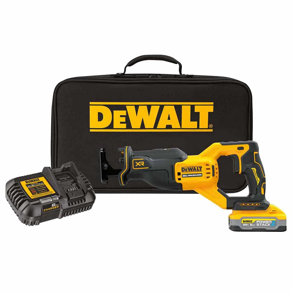 DeWalt DCS382H1 20V Max XR Brushless Cordless Reciprocating Saw Kit With Dewalt Powerstack 5.0 Ah Battery - Moutools