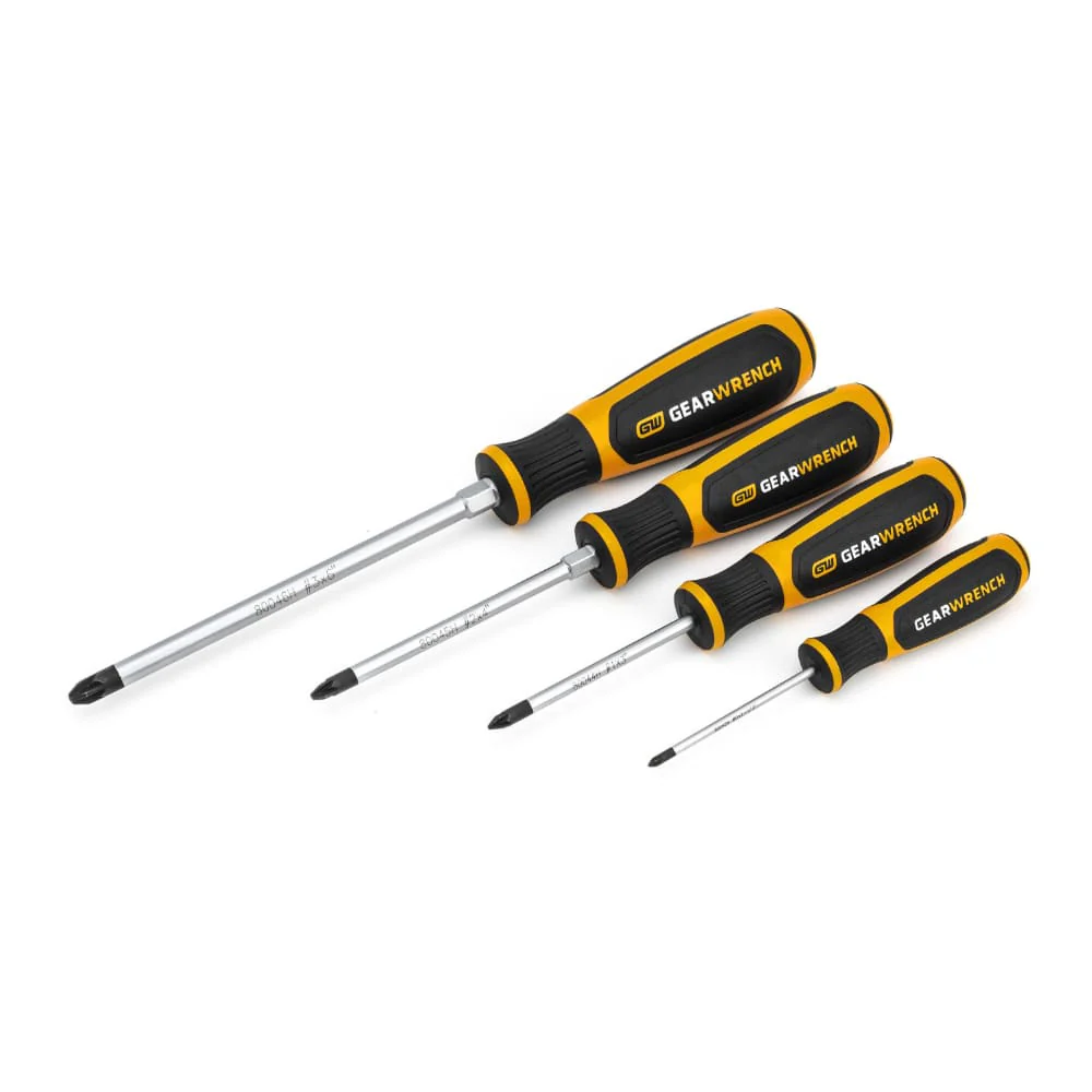GearWrench 80061H 4 Pc. Pozidriv Dual Material Screwdriver Set - Moutools